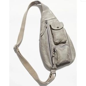 NWT Free People Greenpoint Leather Sling in graphite